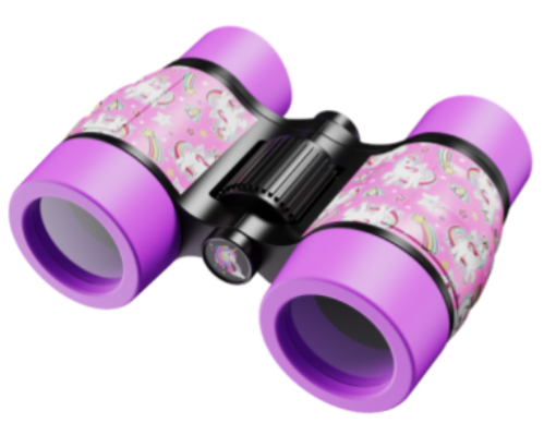Kids Binoculars Toy - Portable 8x Shockproof Toddler Binoculars with Cute Cartoon Unicorn Rainbow Pattern, European Standard Educational Nature Exploration STEM Gift for Girls & Boys