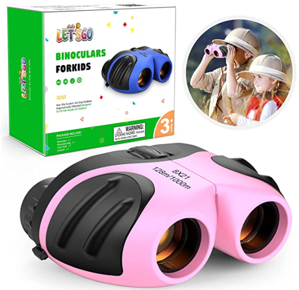 8x21 Pocket Kids Binoculars Toy - High-Definition Shockproof Compact Porro Binoculars, Mini STEM Nature Exploration Educational Tool Gear for Toddlers Boys & Girls